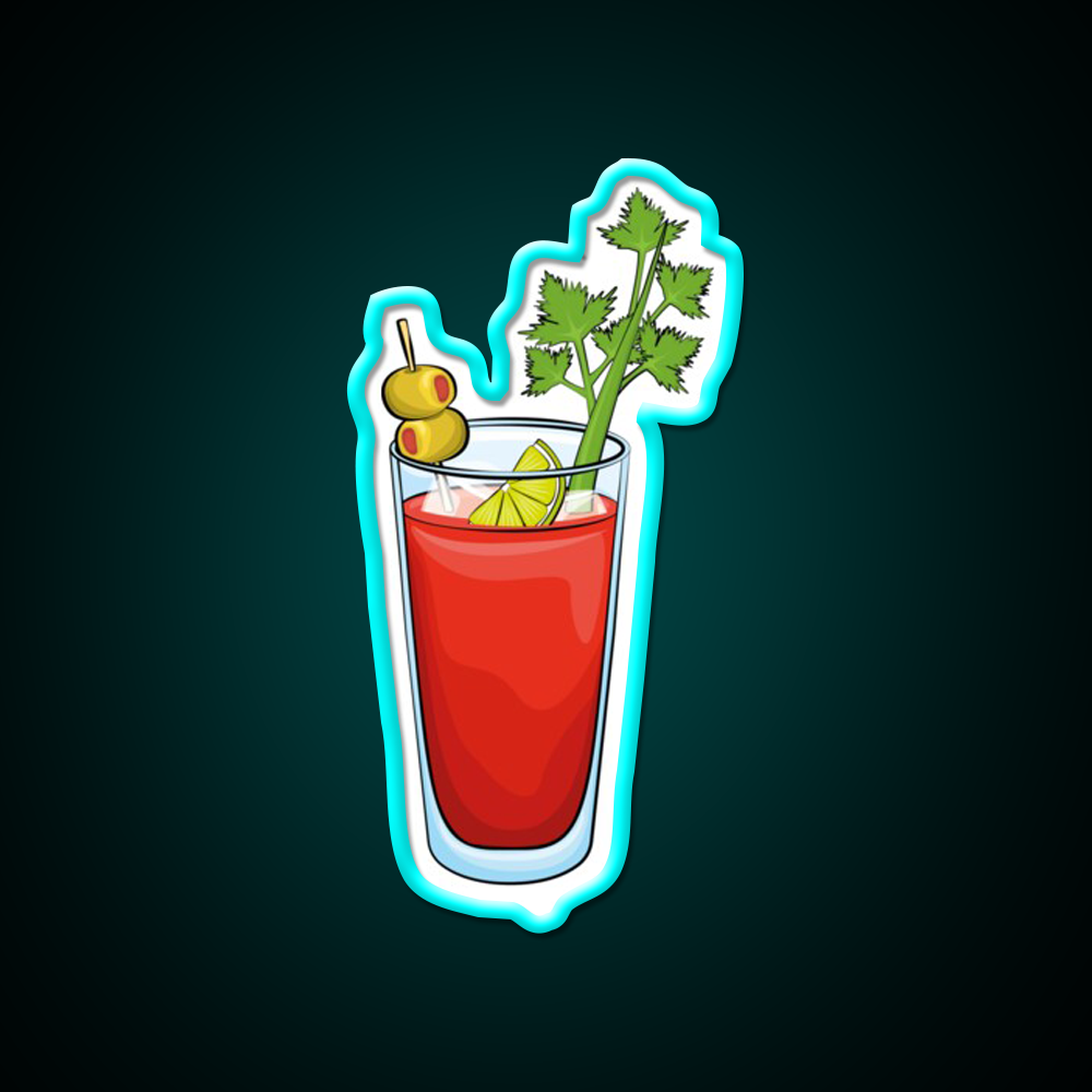 Bloody Mary For Cocktail Mary Lover Cocktail Bar Decor Led Neon Sign Rgb Color - Size and dimension reference