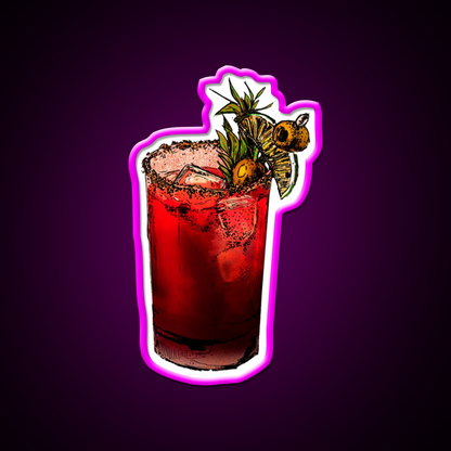 Bloody Mary Inked Cocktail Bar Decor Led Neon Sign Rgb Color - Neon sign mounted on wall in room