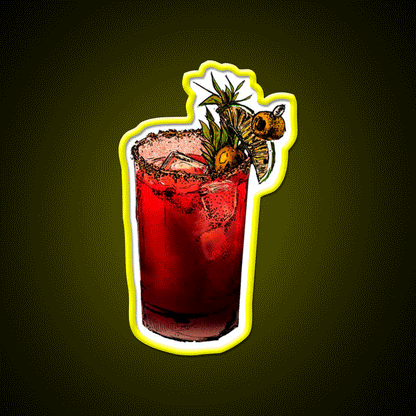 Bloody Mary Inked Cocktail Bar Decor Led Neon Sign Rgb Color - Custom LED neon sign front view