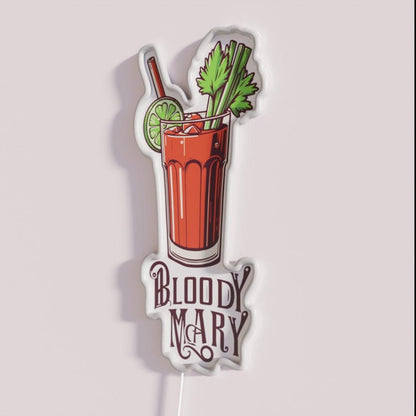 Bloody Mary Rgb Led Neon Sign - Neon sign mounted on wall in room