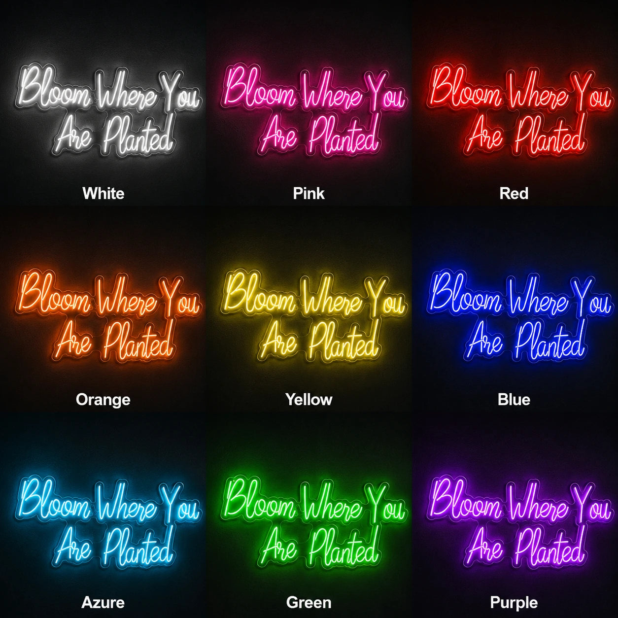 Bloom Where You Are Planted LED Neon Sign - 05 Color Grid