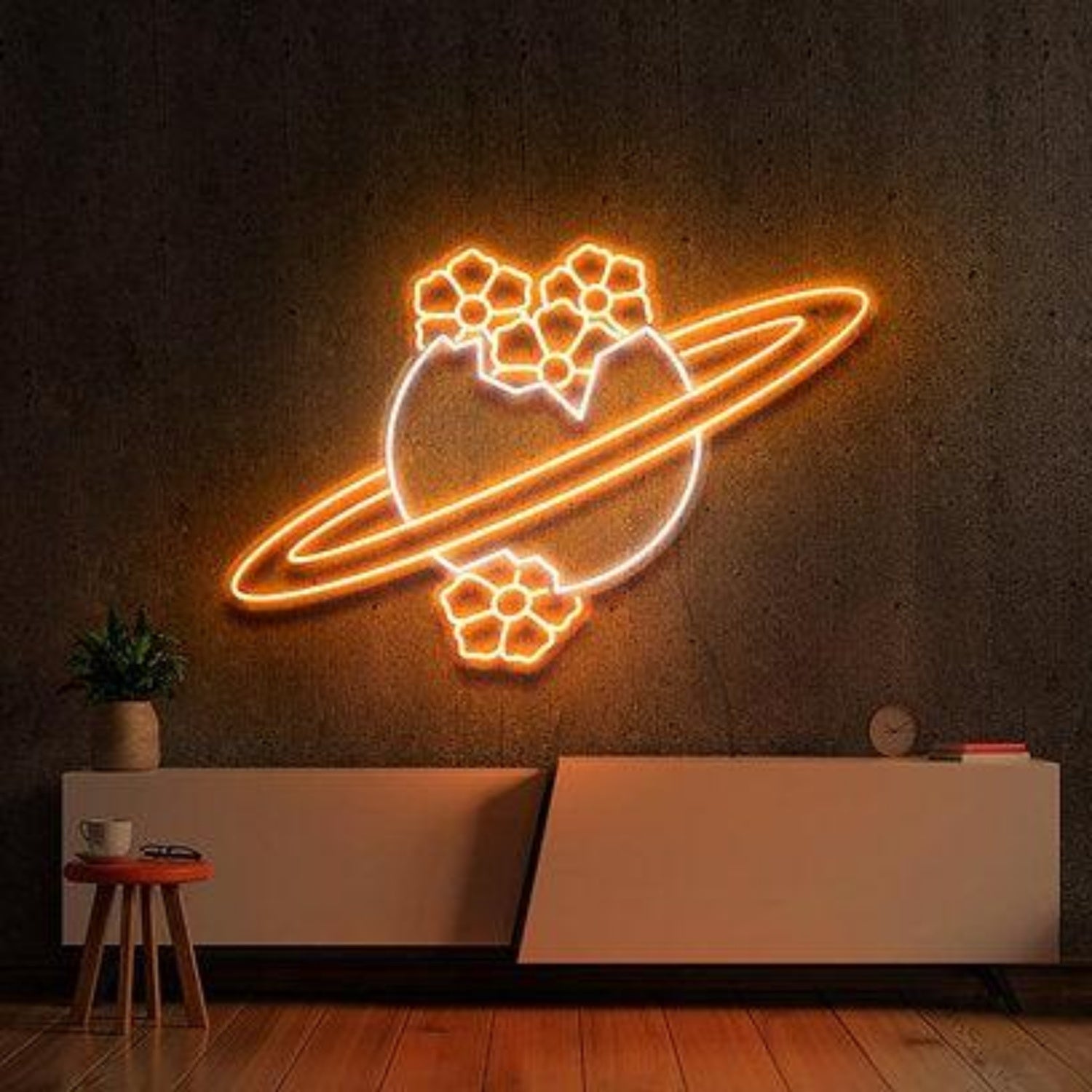 Blooming Jupiter Planet Flower Led Neon Sign For Indoor Decor | Shineneon