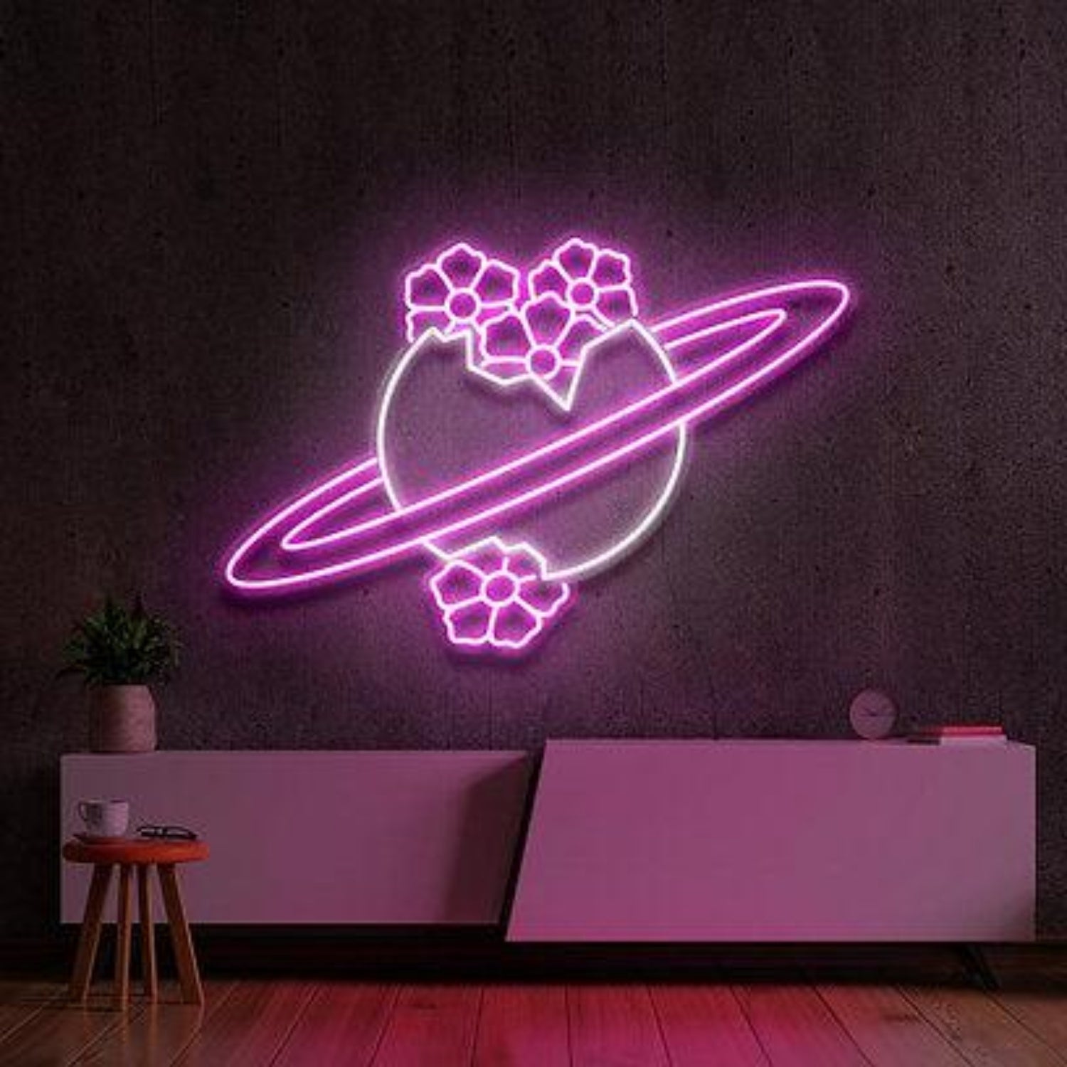 Blooming Jupiter Planet Flower Led Neon Sign For Indoor Decor | Shineneon