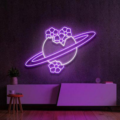 Blooming Jupiter Planet Flower Led Neon Sign For Indoor Decor | Shineneon
