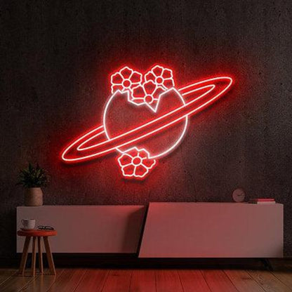 Blooming Jupiter Planet Flower Led Neon Sign For Indoor Decor | Shineneon