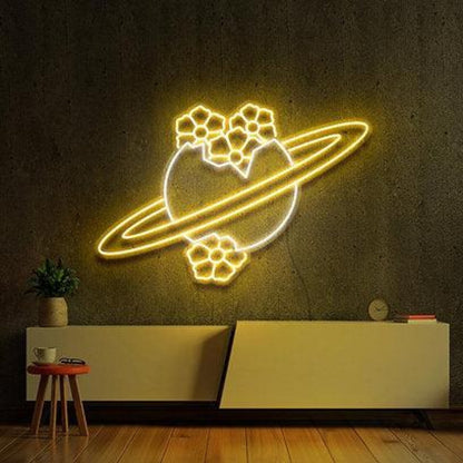 Blooming Jupiter Planet Flower Led Neon Sign For Indoor Decor | Shineneon