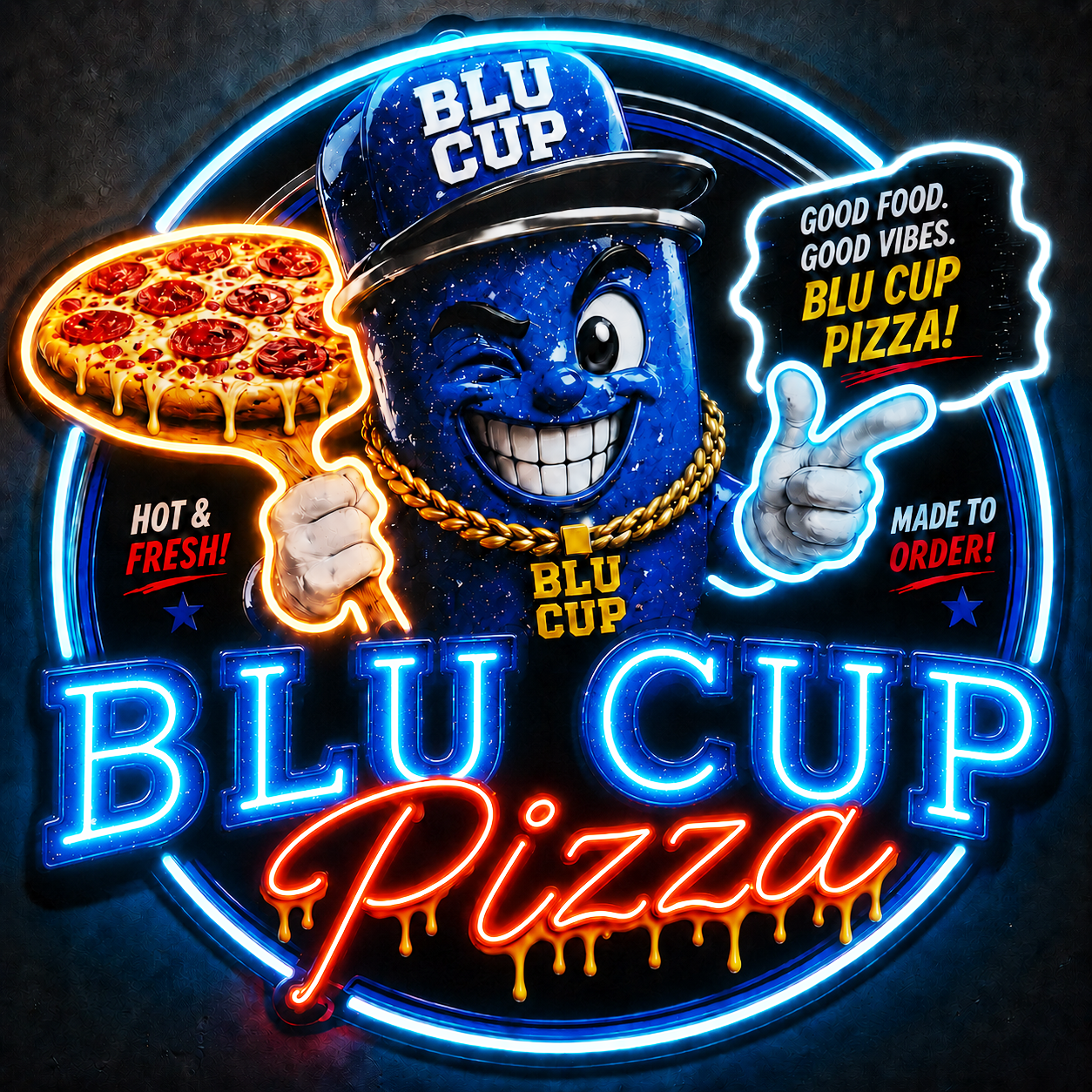 BLU CUP Pizza Custom LED Neon Sign - Shineneon