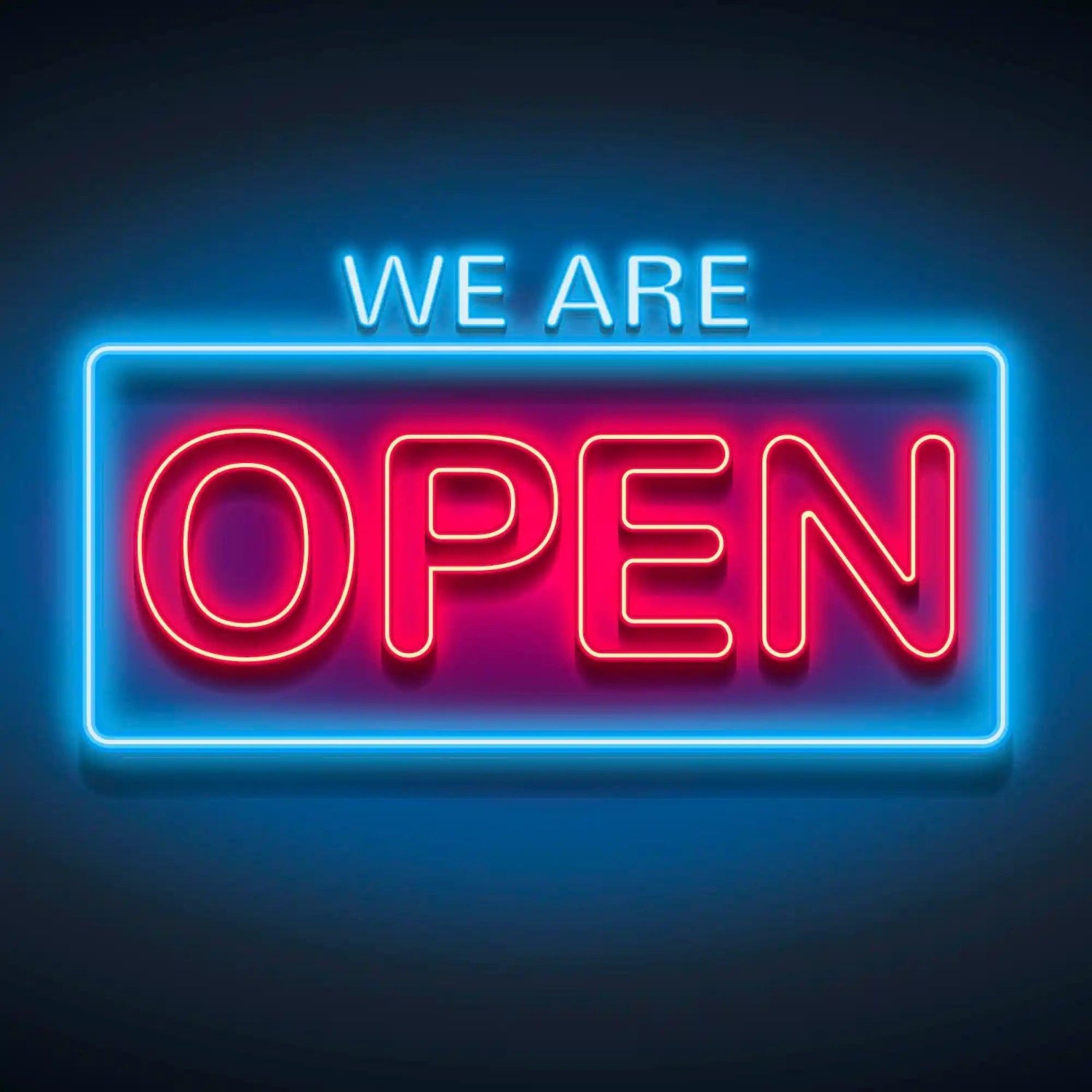 Blue And Red We Are Open Led Neon Sign For Business Storefronts | Shineneon