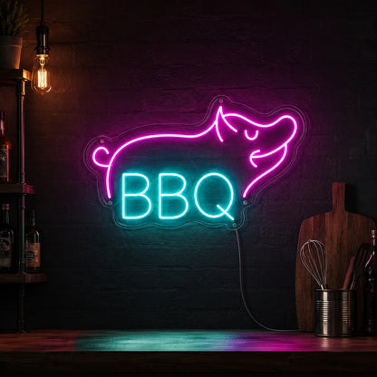 Blue BBQ Pig Outline Neon Sign LED Neon Sign high-converting product image