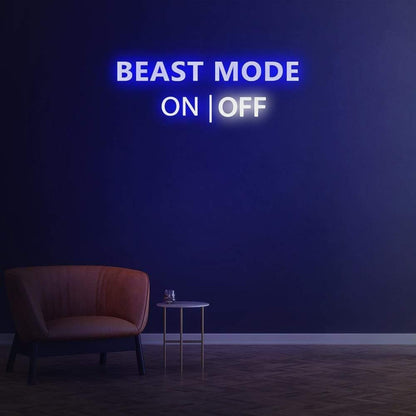 Blue Beast Mode Switch Led Neon Sign For Gym Wall Art Or Modern Decor | Shineneon