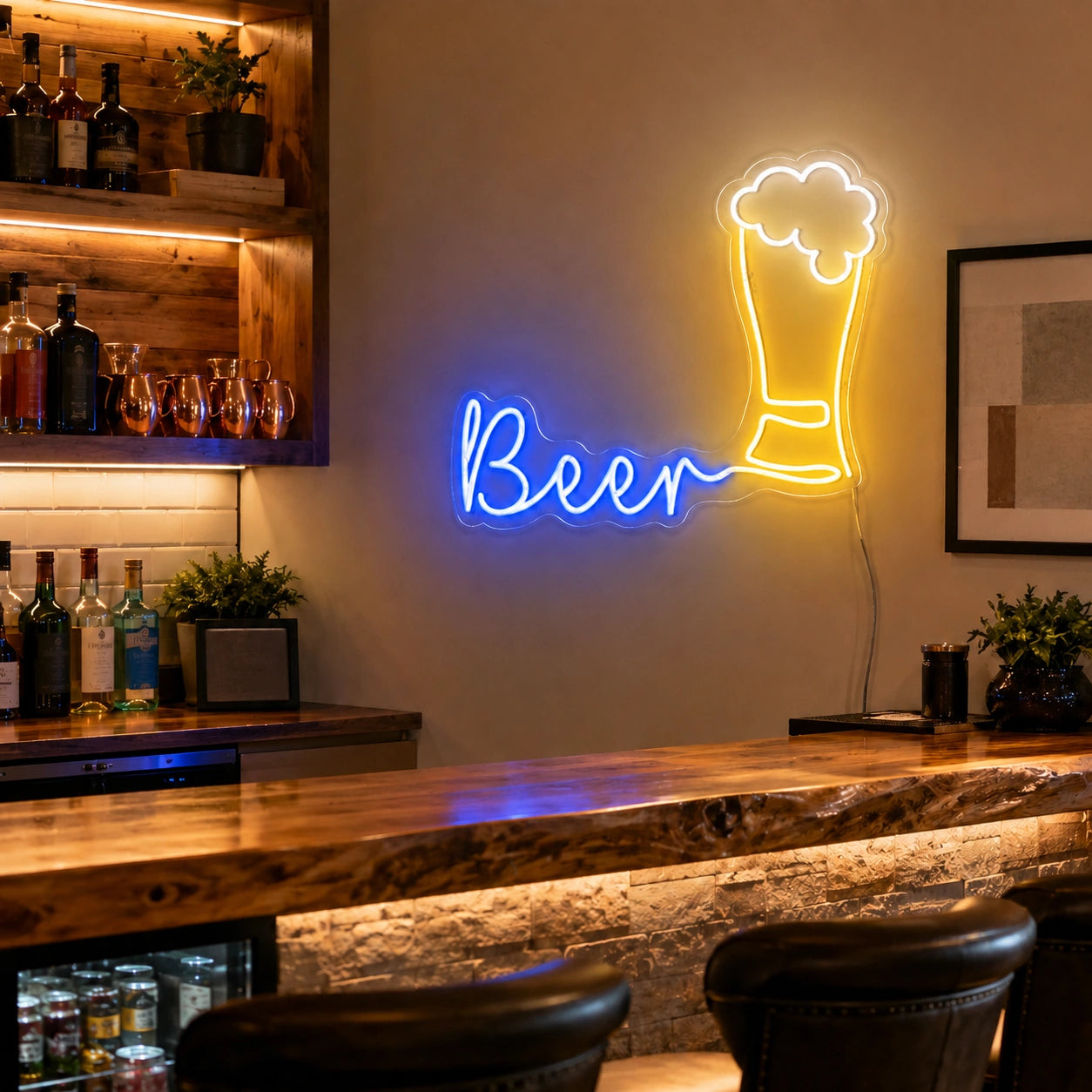 Blue Beer Brick Neon Sign LED Neon Sign real lifestyle scene