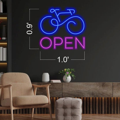 Blue Bike Purple Open Led Neon Sign For Shop Decor | Shineneon