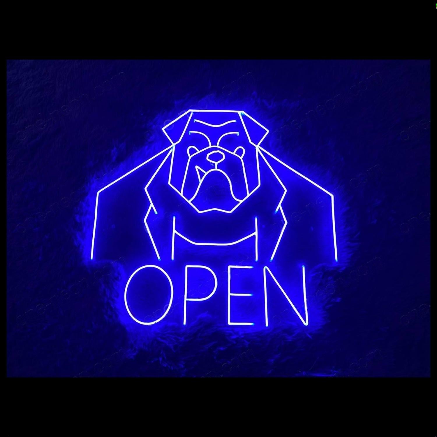 Blue Bulldog Open Led Neon Sign For Storefront Nighttime Decor | Shineneon