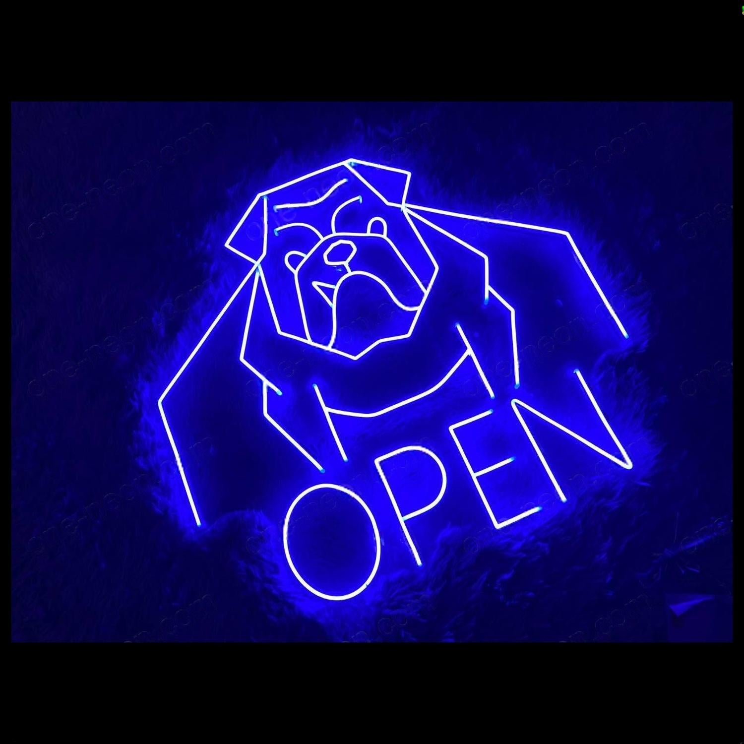 Blue Bulldog Open Led Neon Sign For Storefront Nighttime Decor | Shineneon