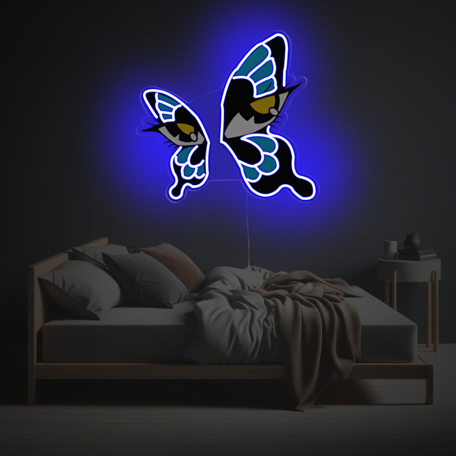 Blue Butterfly With Eyes Led Neon Acrylic Artwork | Shineneon