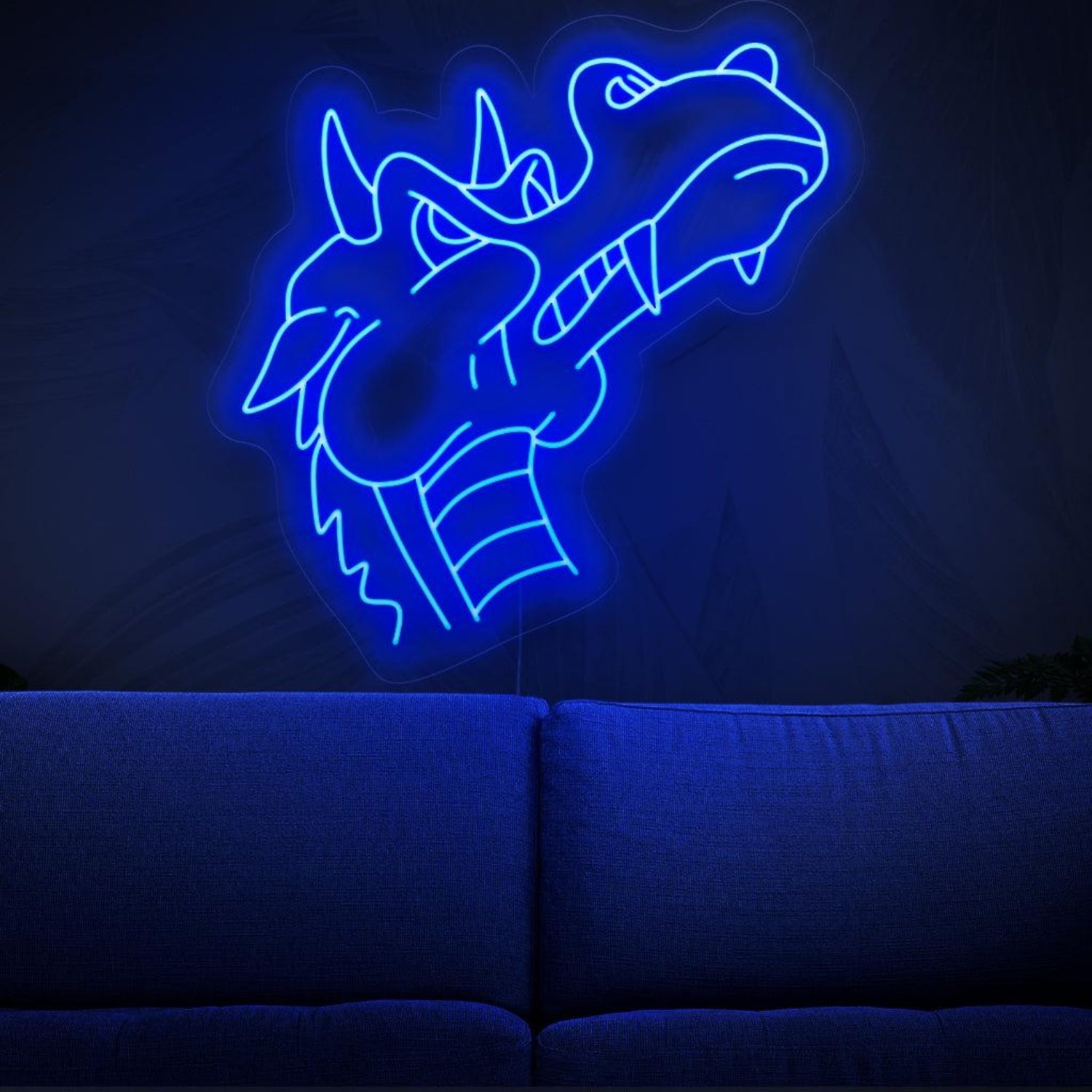 Blue Cartoon Dragon Head Led Neon Sign For Home Bar Room Decor | Shineneon