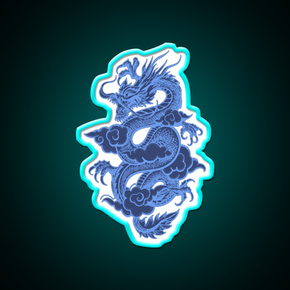 Blue Chinese Dragon Led Neon Sign Chinese Food Rgb Color