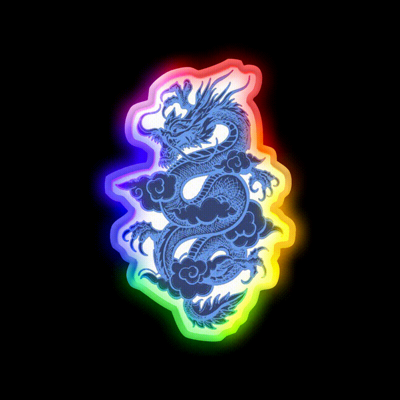 Blue Chinese Dragon Led Neon Sign Chinese Food Rgb Color