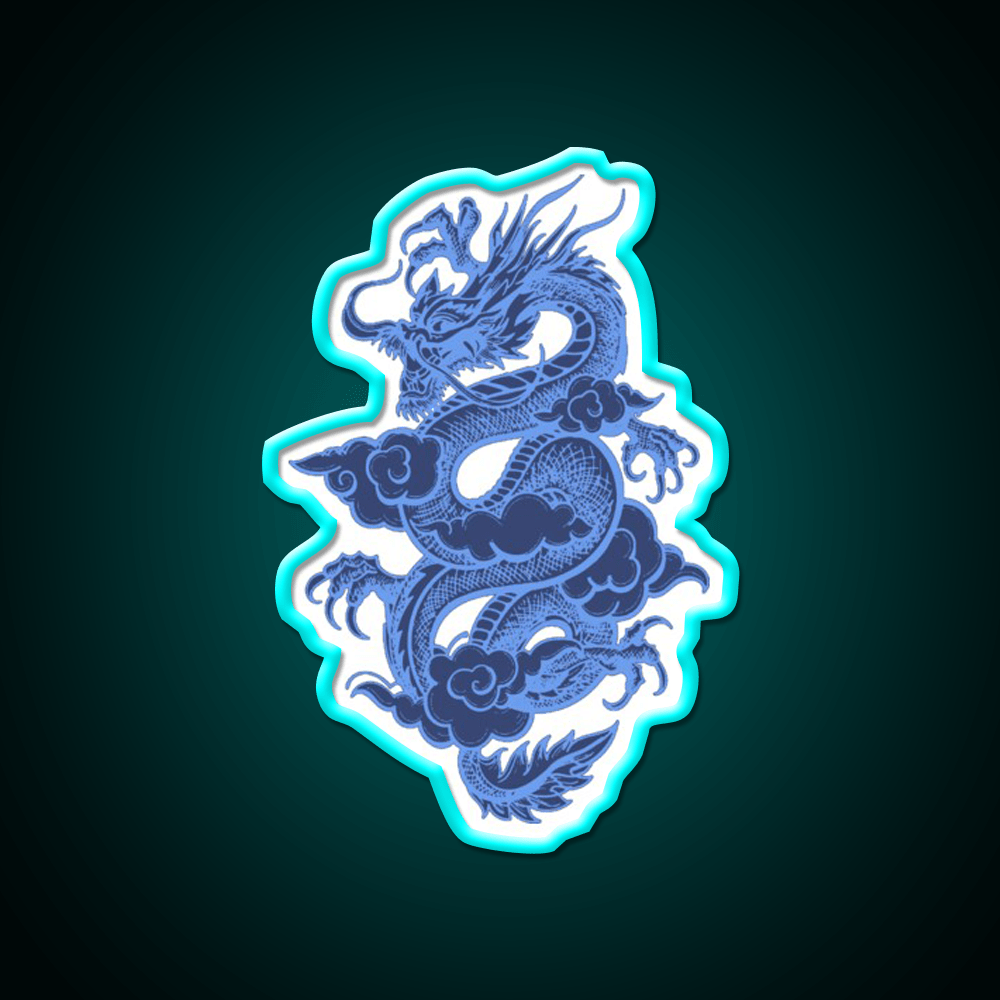 Blue Chinese Dragon Led Neon Sign Chinese Food Rgb Color - Shineneon