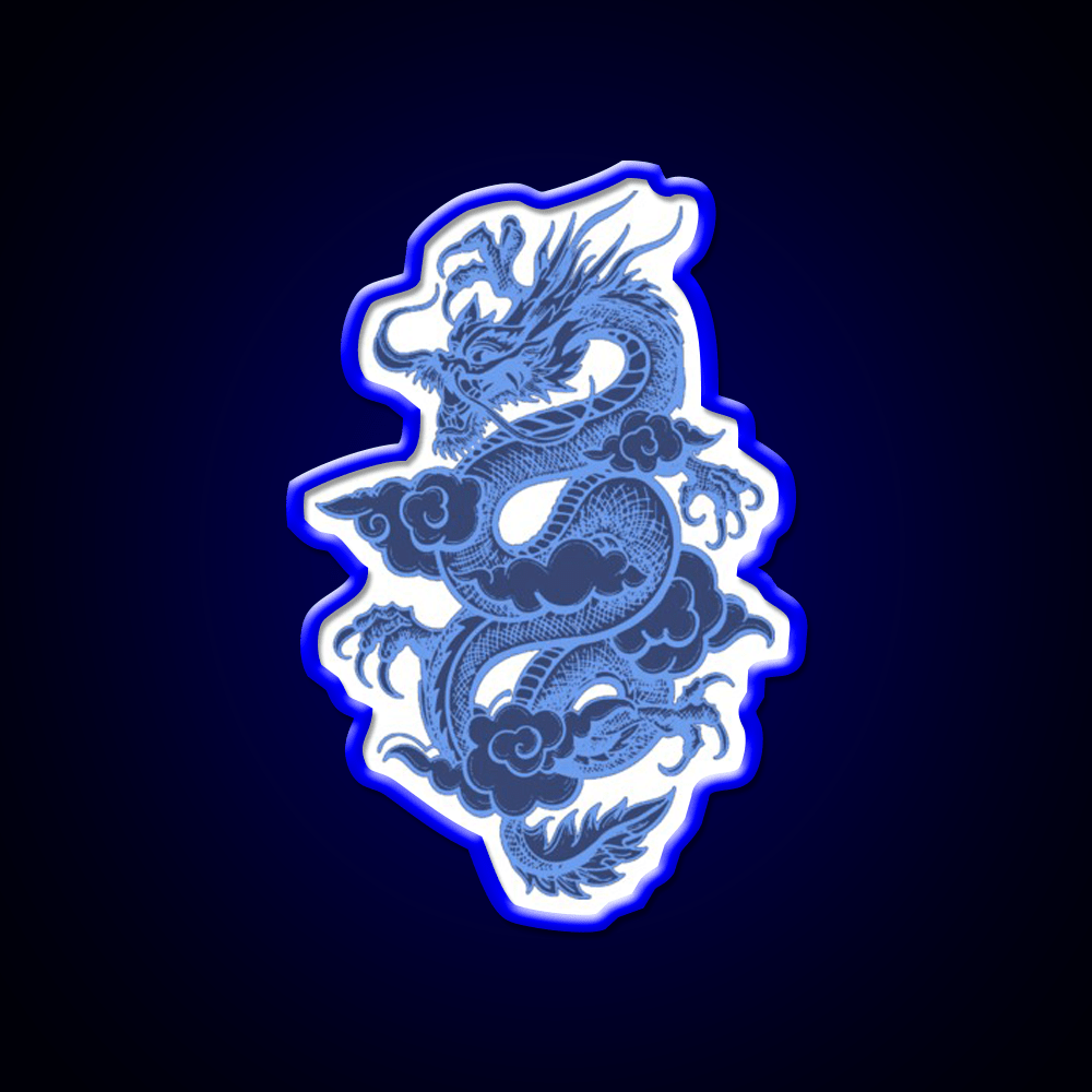 Blue Chinese Dragon Led Neon Sign Chinese Food Rgb Color - Shineneon