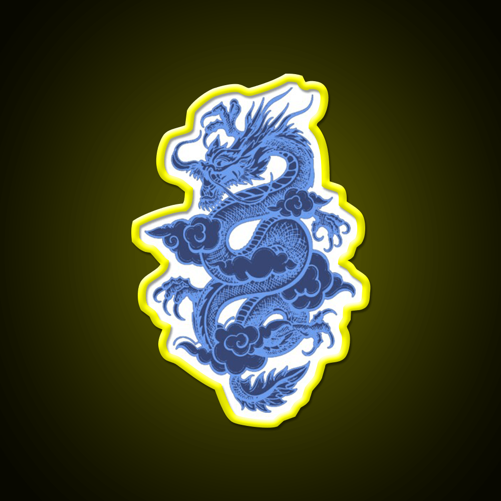Blue Chinese Dragon Led Neon Sign Chinese Food Rgb Color - Shineneon