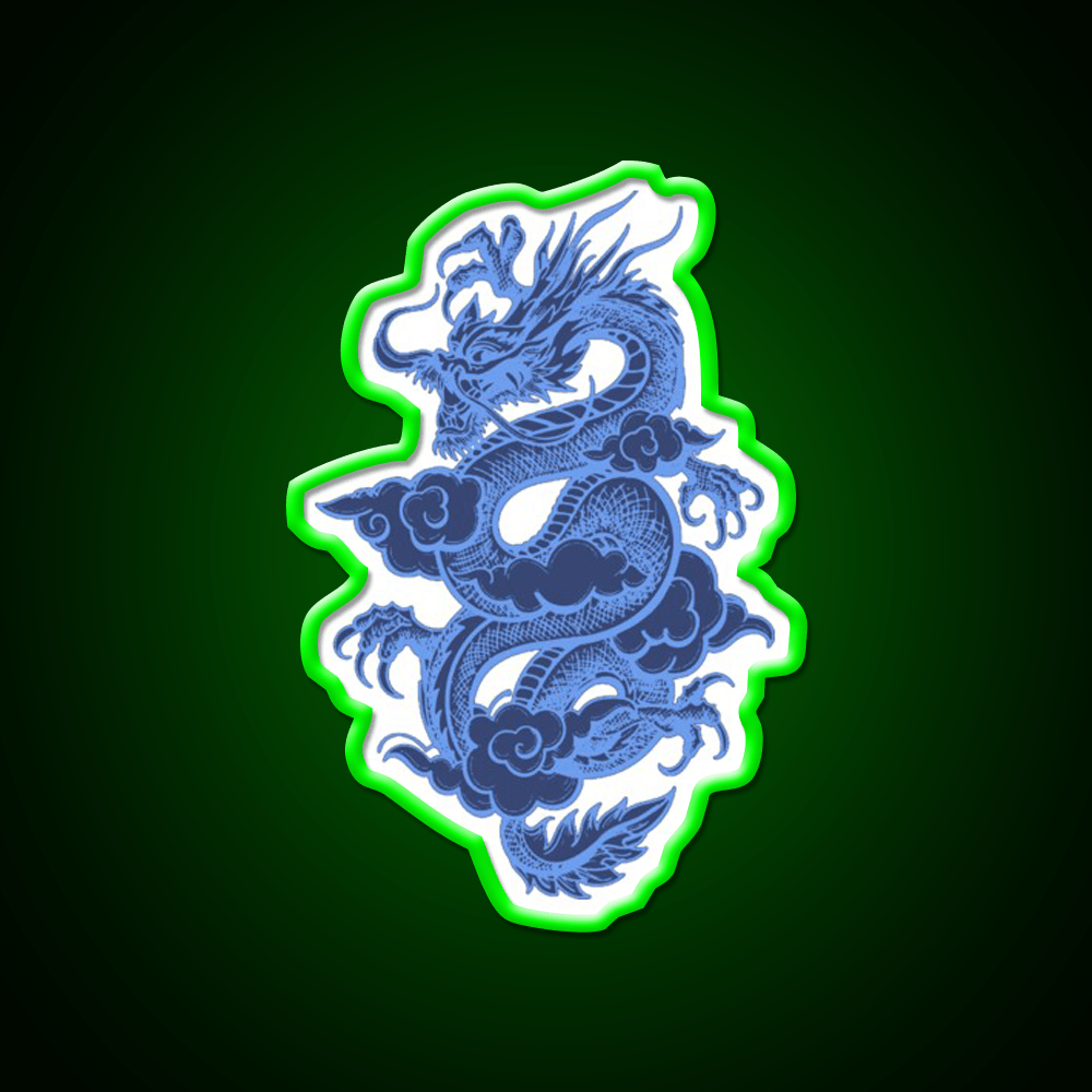 Blue Chinese Dragon Led Neon Sign Chinese Food Rgb Color - Shineneon