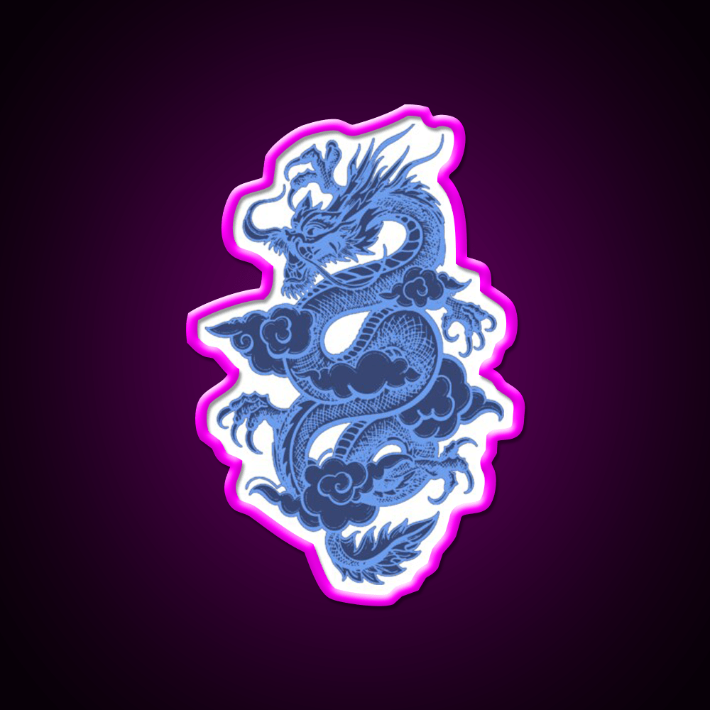 Blue Chinese Dragon Led Neon Sign Chinese Food Rgb Color - Shineneon