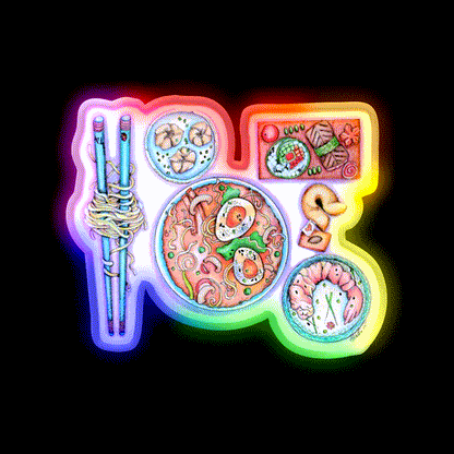 Blue Chopsticks Noodles Led Neon Sign Chinese Food Rgb Color