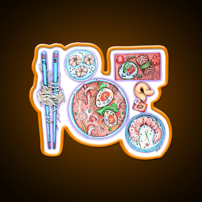 Blue Chopsticks Noodles Led Neon Sign Chinese Food Rgb Color - Shineneon