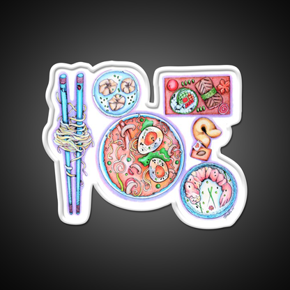 Blue Chopsticks Noodles Led Neon Sign Chinese Food Rgb Color