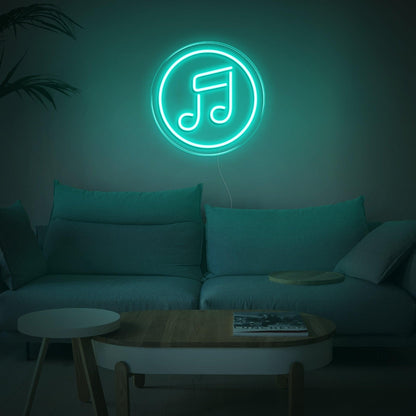 Blue Circular Music Note Led Neon Sign For Home Wall Decor | Shineneon