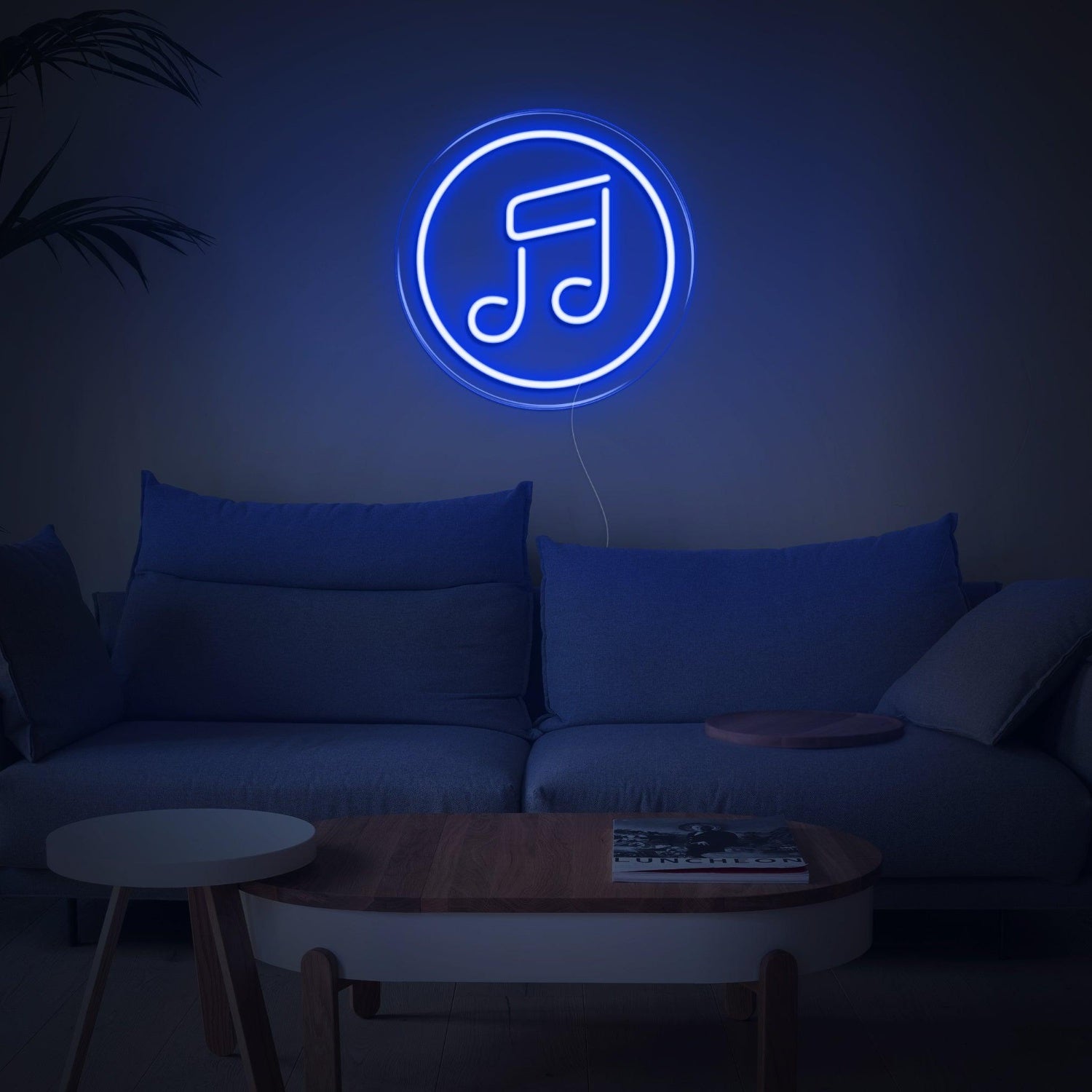 Blue Circular Music Note Led Neon Sign For Home Wall Decor | Shineneon