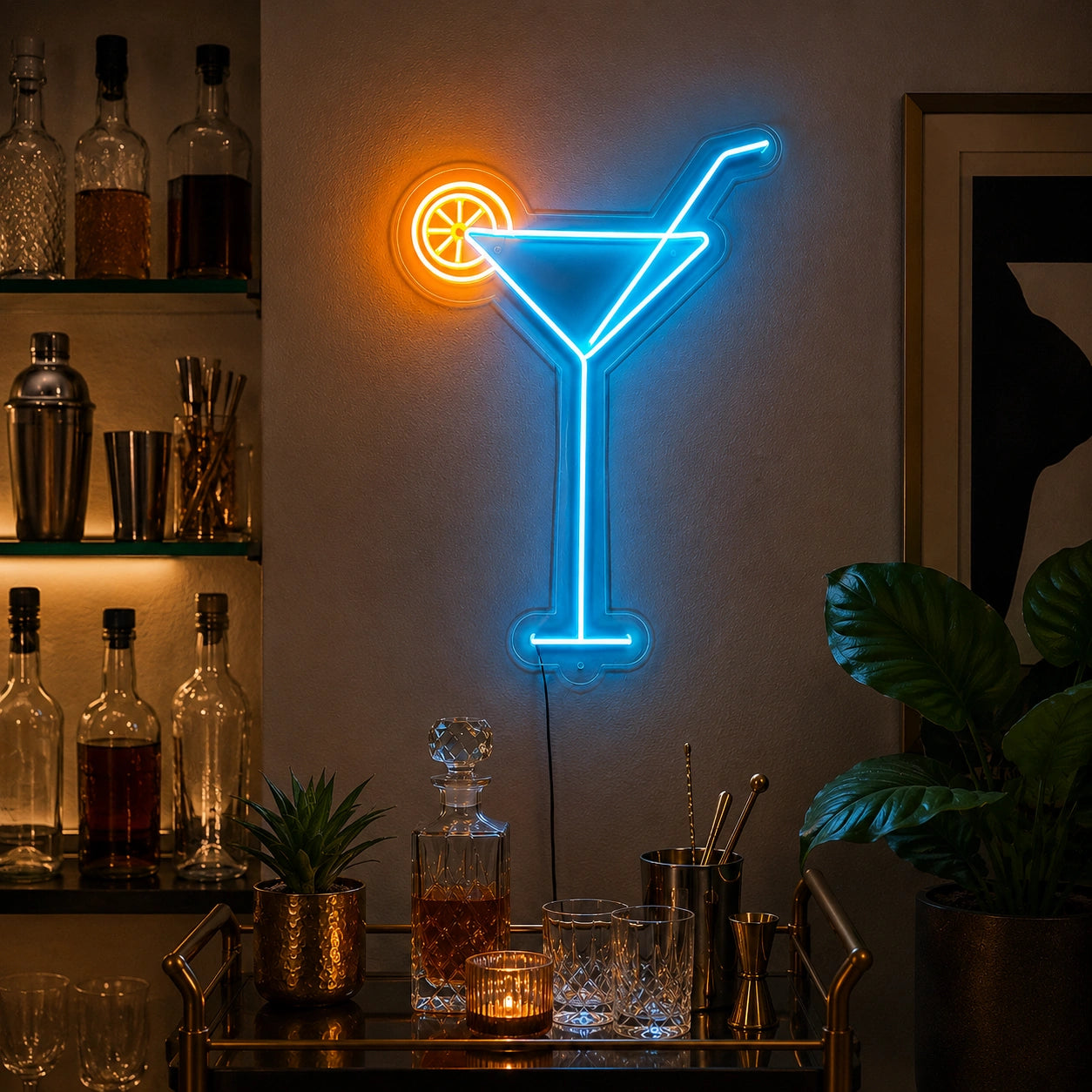 Blue Citrus Martini Neon Sign LED Neon Sign real lifestyle scene