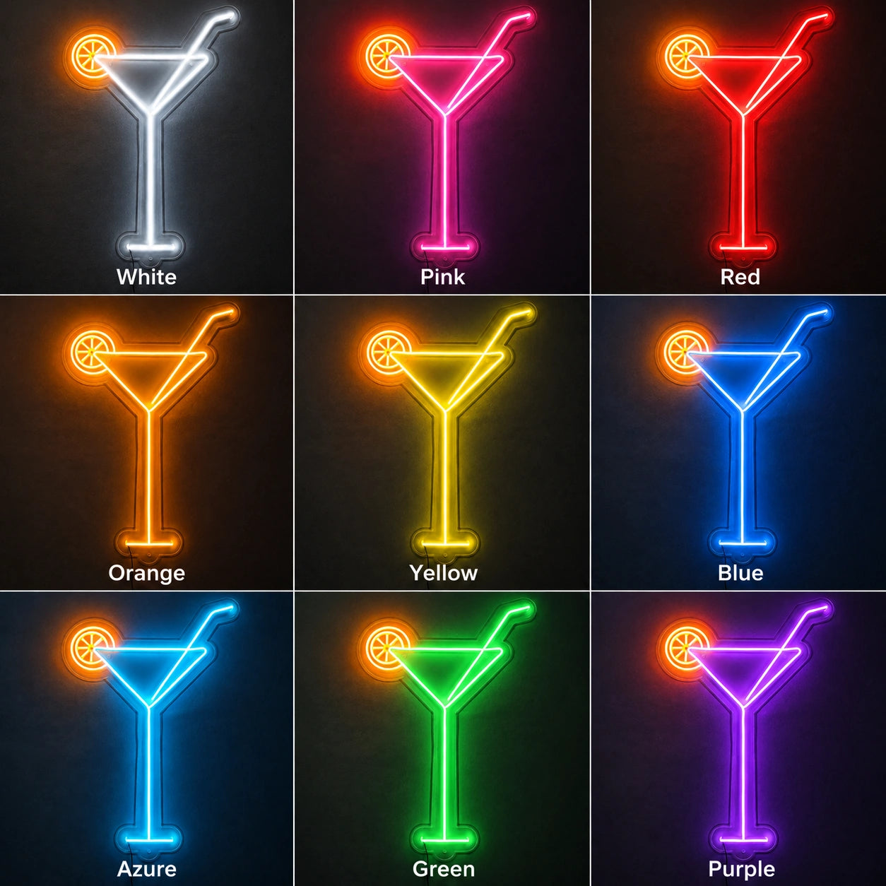 Blue Citrus Martini Neon Sign LED Neon Sign color grid