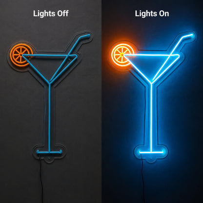 Blue Citrus Martini Neon Sign LED Neon Sign day and night comparison
