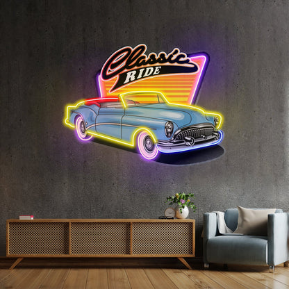 Blue Classic Car Led Neon Sign Light Custom Led Signs - Shineneon