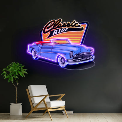 Blue Classic Car Led Neon Sign Light Custom Led Signs - Shineneon
