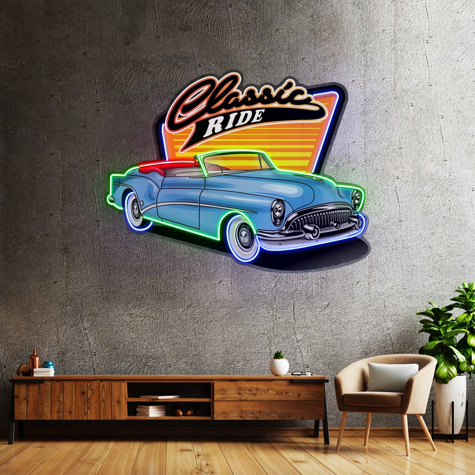 Blue Classic Car Led Neon Sign Light Custom Led Signs - Shineneon