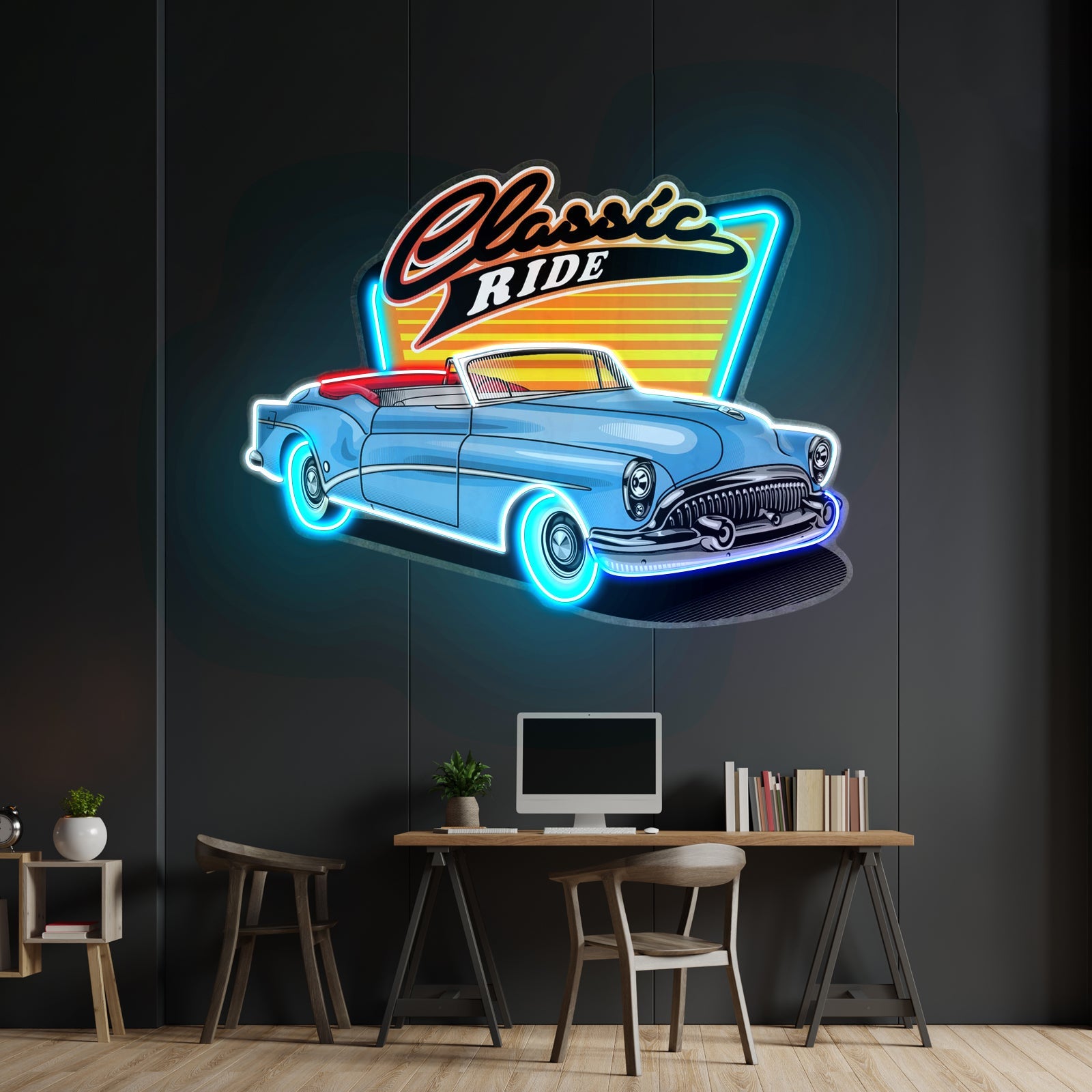Blue Classic Car Led Neon Sign Light Custom Led Signs - Shineneon