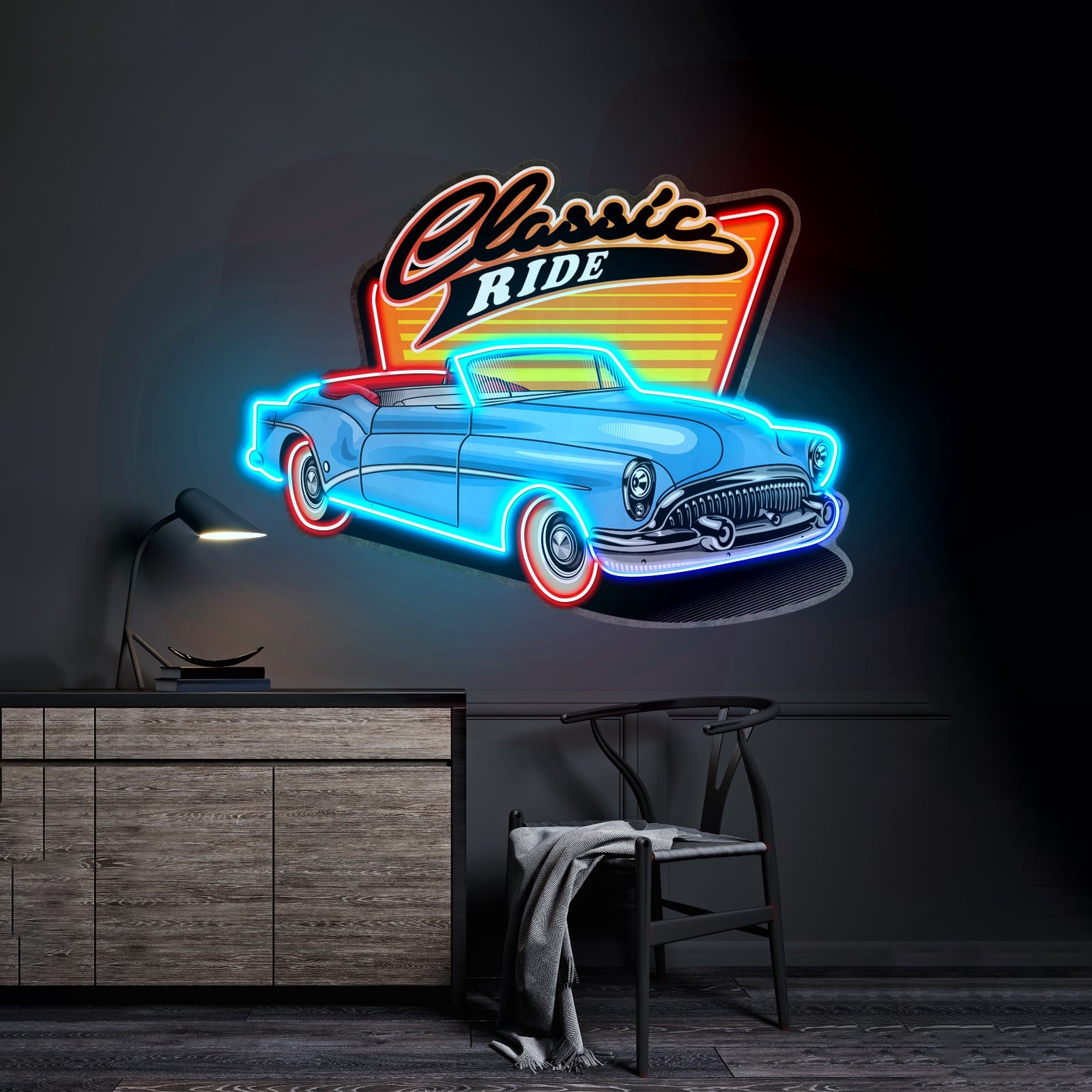 Blue Classic Car Led Neon Sign Light Custom Led Signs - Shineneon