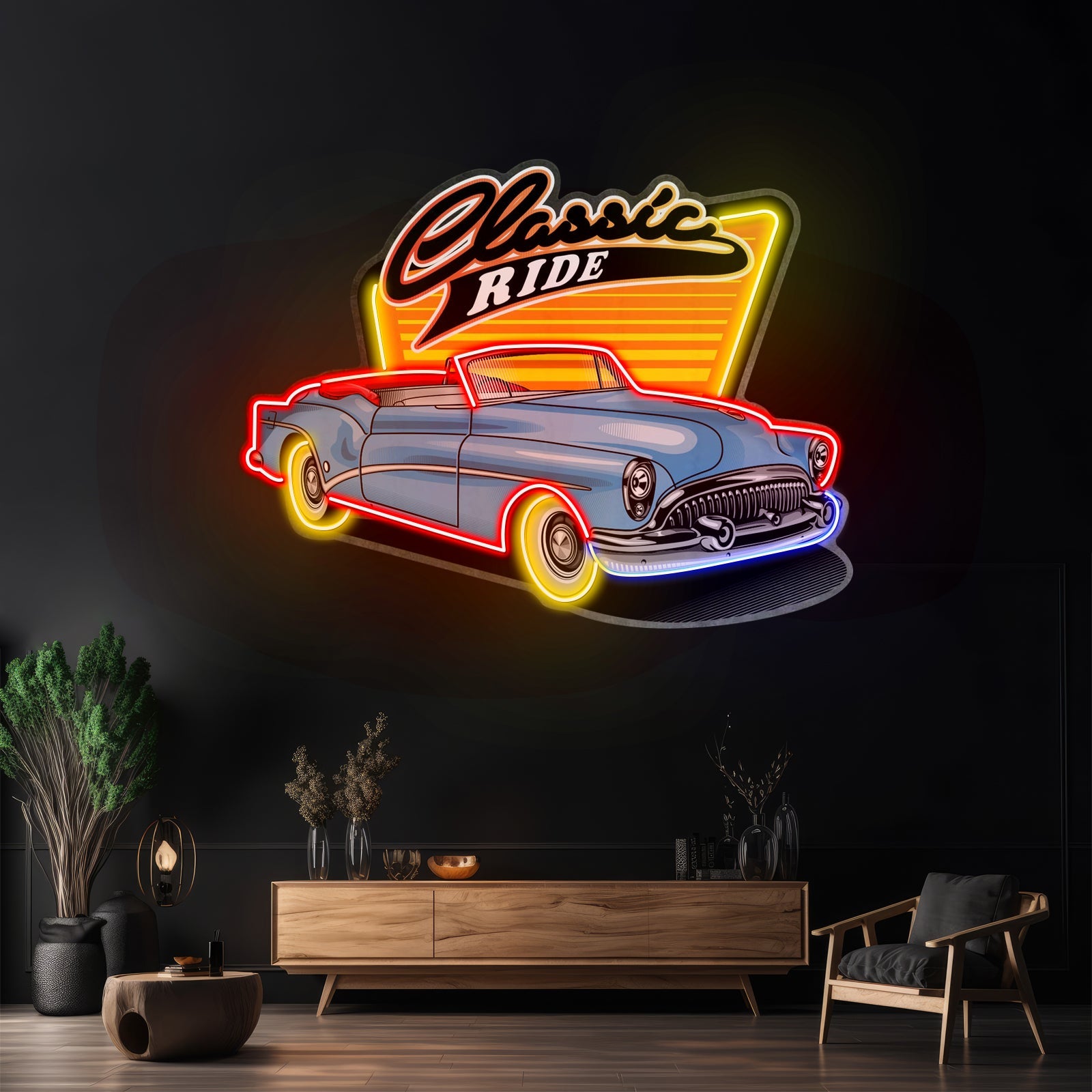 Blue Classic Car Led Neon Sign Light Custom Led Signs - Shineneon
