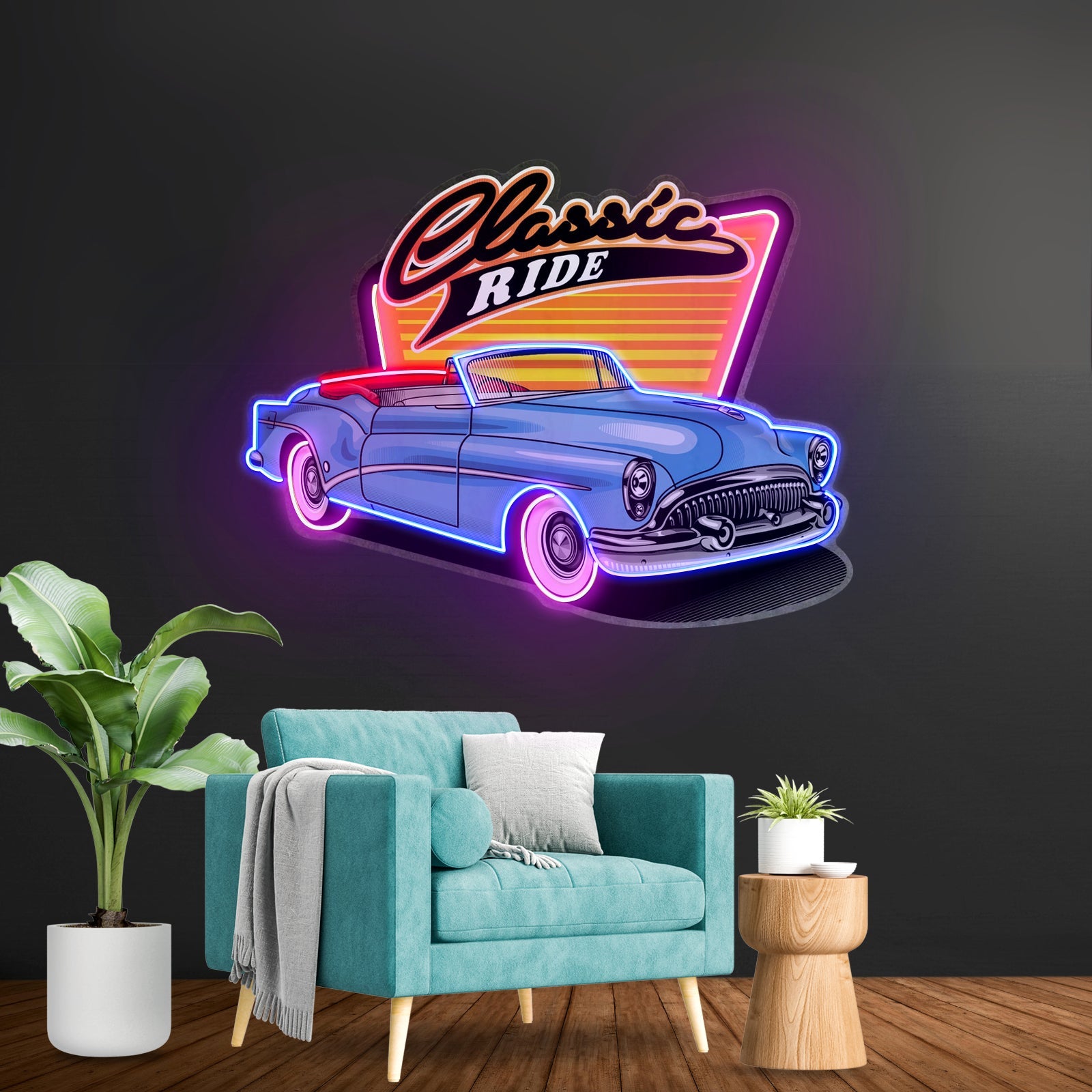 Blue Classic Car Led Neon Sign Light Custom Led Signs - Shineneon