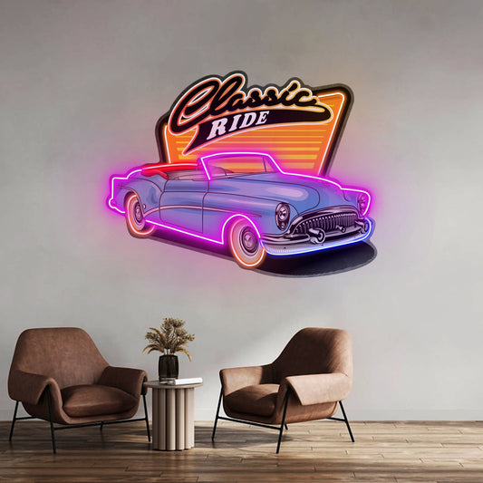 Blue Classic Car Led Neon Sign Light Custom Led Signs