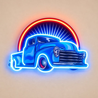 Blue Classic Truck Sunset LED Neon Sign - Shineneon