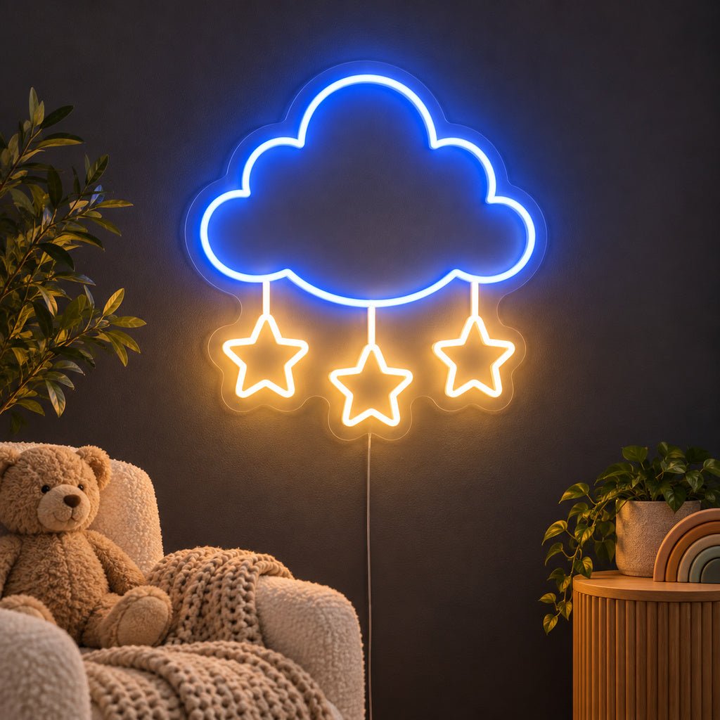 Blue Cloud Three Stars LED Neon Sign - Shineneon
