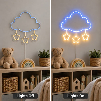 Blue Cloud Three Stars LED Neon Sign - Shineneon