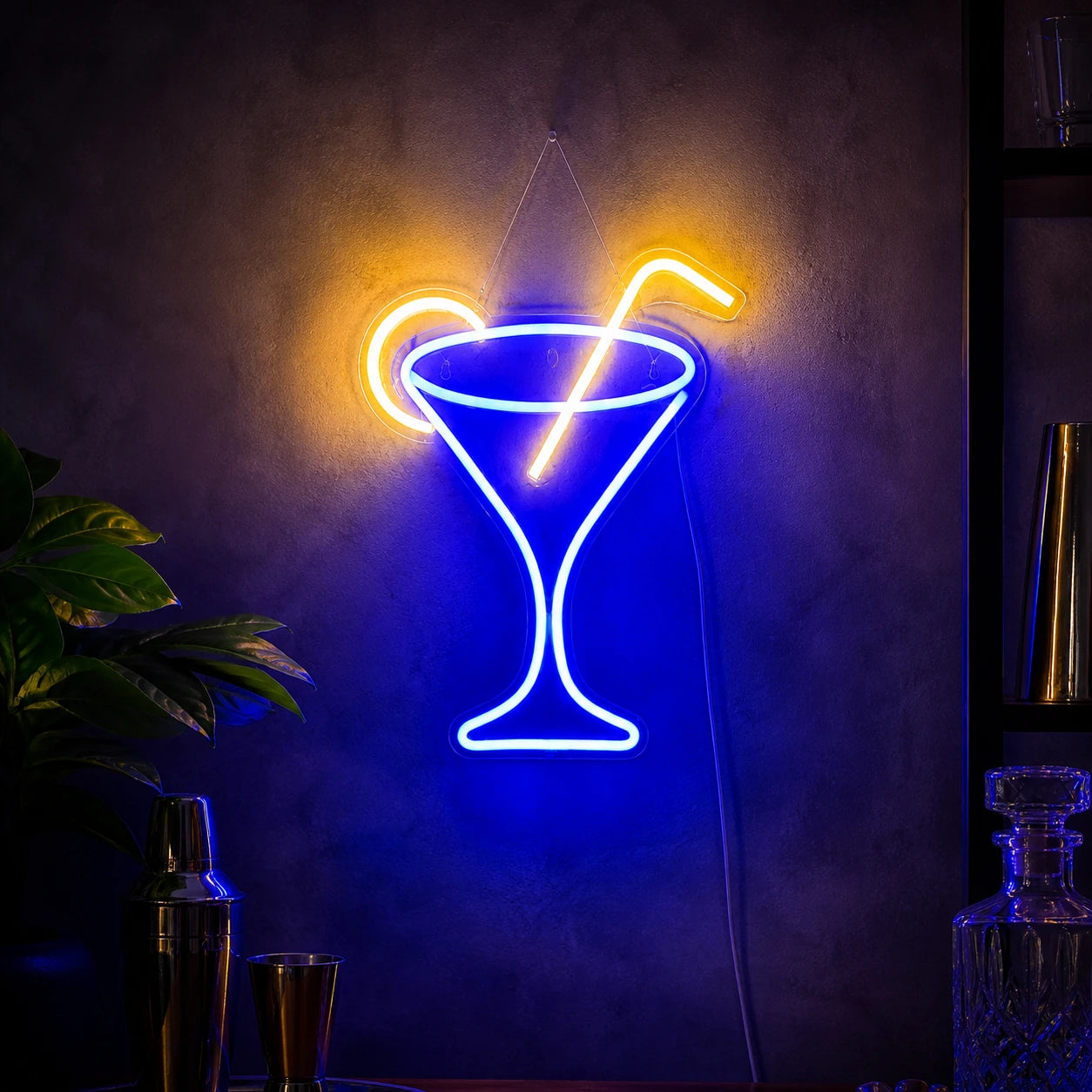 Blue Cocktail Glass Neon Sign LED Neon Sign high-converting product image
