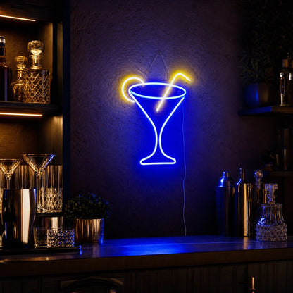 Blue Cocktail Glass Neon Sign LED Neon Sign real lifestyle scene