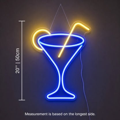 Blue Cocktail Glass Neon Sign LED Neon Sign size image