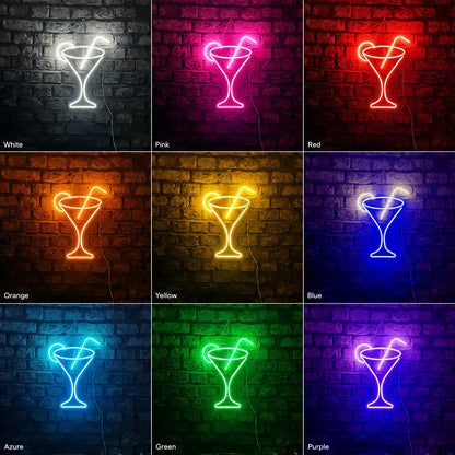 Blue Cocktail Glass Neon Sign LED Neon Sign color grid